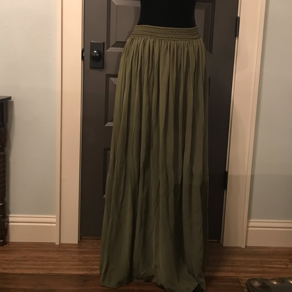 Olive Green Long Skirt